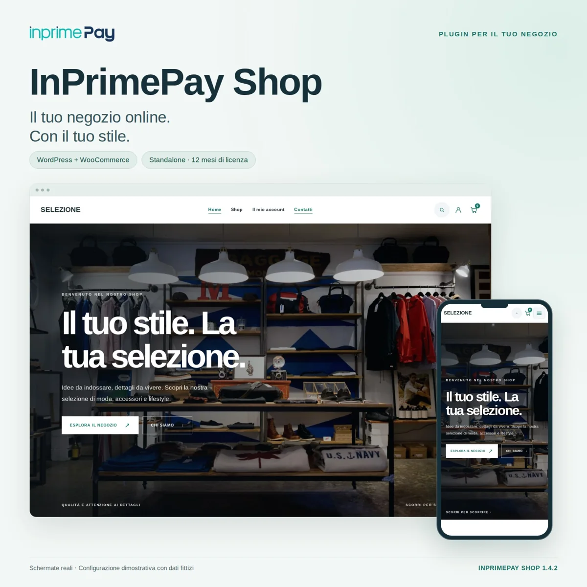 InPrimePay Shop: esempio di vetrina su computer e smartphone